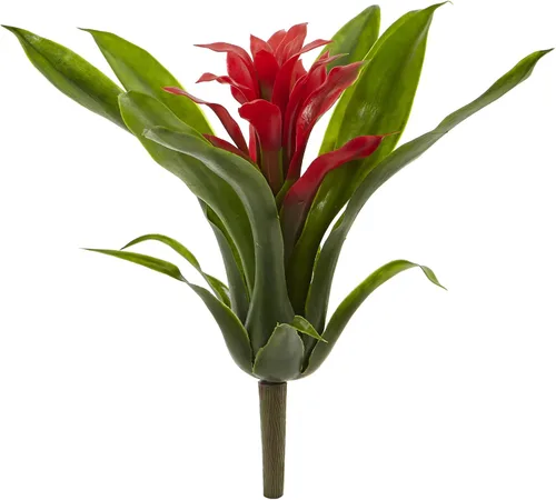 Miniatura 5 de Nearly Natural Tallo de flor artificial de bromelia de 11 pulgadas, juego de 6