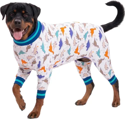 Miniatura 8 de LovinPet Trajes para perros XL y grandes, camiseta interior para perros grandes, tela elástica ligera, estampado abstracto de dinosaurio, camiseta