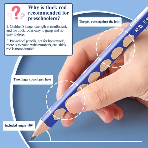 Miniatura 2 de M&G 12 piezas de lápices triangulares con agujero para niños, lápices 2B con poste triangular y corrección de agarre, lápices de grafito con madera