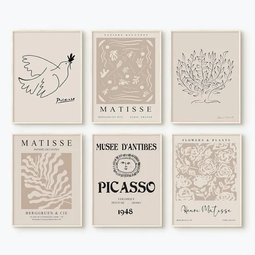 Miniatura 12 de Henri Matisse - Juego de 3 impresiones artísticas de pared de Matisse para decoración de pared, póster estético de lienzo colorido abstracto rosa