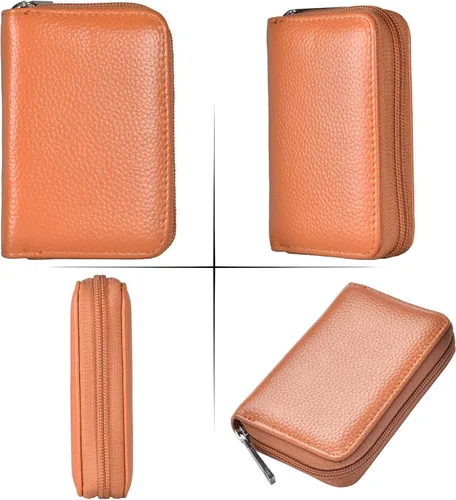 Miniatura 5 de Easyoulife billetera para tarjetas de crédito de cuero auténtico con espacio para 26 tarjetas