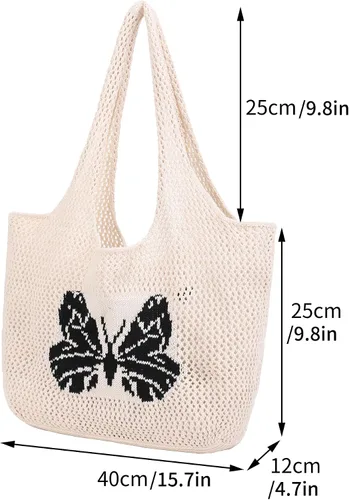 Miniatura 15 de Bolsas de ganchillo para mujer, bolsa de mano de playa de verano, bolsa de hombro de gran capacidad, bolsa de hobo estética, bolsa de punto, bolsa