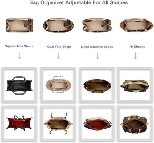 Miniatura 5 de ZTUJO Organizador de bolso para bolso y moldeador de bolsa, organizador de bolsa para Speedy Neverful, 6 tamaños (delgado mediano, beige sedoso)