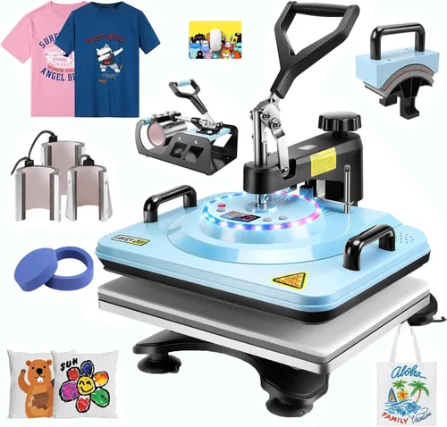 WHUBEFY Máquina de prensa térmica para camisetas, máquina de prensa de calor de 15 x 12 pulgadas, prensa de transferencia de impresión de camisas de