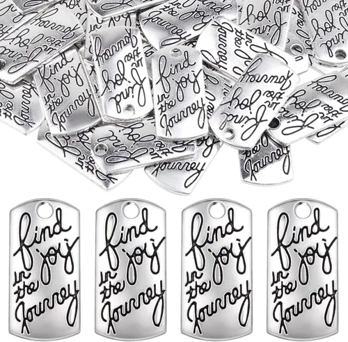 Miniatura 22 de Aylifu Dijes inspiradores con palabras, 30 piezas de colgantes de letras grabadas con mensaje grabado, cuentas de suministros de manualidades