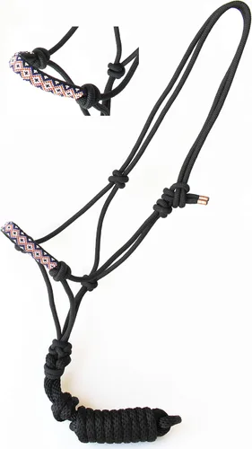CHALLENGER Nylon Horse Braided Rope Halter Beaded Noseband Lead Rope 606RT