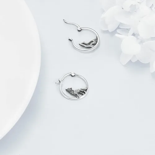 Miniatura 4 de Aretes de plata de ley 925 con diseño de animales, bonitos aretes de aro de animales, regalos de joyería para mujeres y niñas
