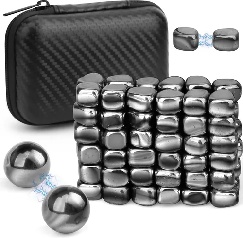 Miniatura 7 de Genial imán de ferrita para adultos, piedras mangéticas con funda de fibra para un fácil transporte, magnético con dos bolas magnéticas para Negro