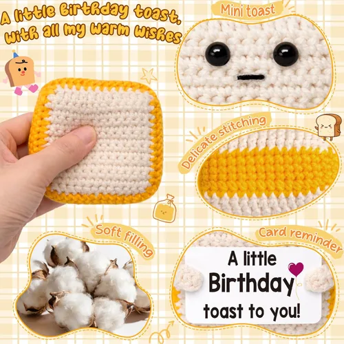 Miniatura 3 de Divertida tostada de croché para cumpleaños, regalo para mujeres, hombres, mamá, papá, niñas o niños; tostada de croché única como alternativa a