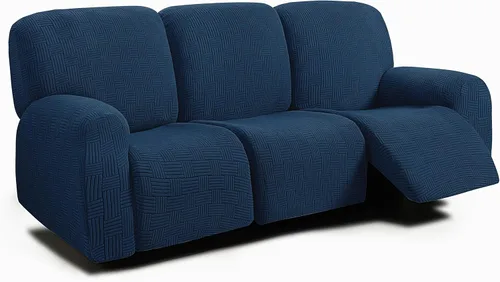 Miniatura 16 de ULTICOR - Juego de 8 fundas para sofá reclinable de jacquard, fundas para sofá reclinable elásticas para 3 cojines, gruesas, suaves, lavables Gris