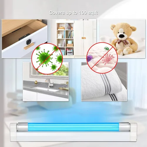 Miniatura 2 de Coospider 6W Luz UV Libre de Ozono, Lámpara Desinfectante 253.7nm con 3 Configuraciones de Tiempo, Lámpara UVC para Zapatos/Ropero/Gabinete/Baño