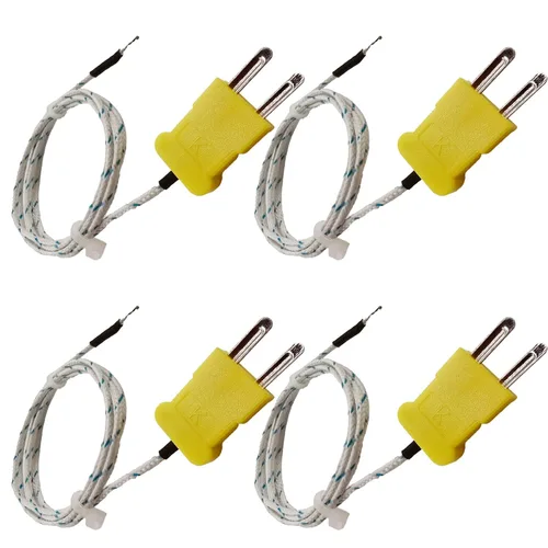 Miniatura 7 de 4 sondas de termopar tipo K de 1 M, sensor de temperatura de termopar tipo K con mini conector, rango de medición de línea de detección