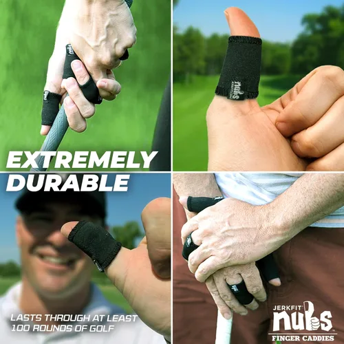 Miniatura 5 de JerkFit NUBS - Caddies para dedos (par) – Mangas duraderas para pulgar y dedos para evitar ampollas de golf, guantes de golf cómodos y cinta Negro