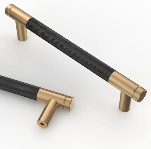Miniatura 22 de Paquete de 10 tiradores de gabinete de cocina color oro cepillado de 5 pulgadas (128mm), manijas estriadas para cajones, accesorios para armarios