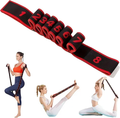 Banda de resistencia de fitness para estiramiento y yoga, banda de resistencia elástica numérica con marcas claras, bandas elásticas de