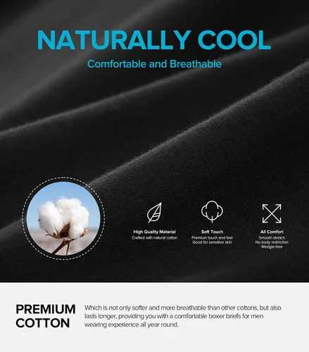 Miniatura 5 de 5Mayi Calzoncillos tipo bóxer de algodón para hombre de 9 pulgadas de largo para hombre