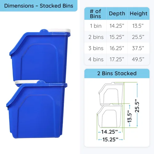 Miniatura 7 de Azul apilable cesto de Reciclaje de contenedor con mango 6 galones – 4 paquetes de cestos