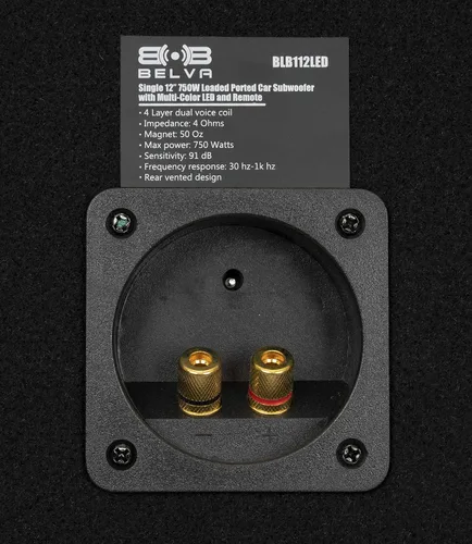 Miniatura 6 de BELVA BLB112LED Subwoofer de coche con puerto cargado de 12 pulgadas y 750 W con LED multicolor y control remoto