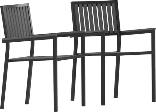 Flash Furniture Harris - Juego de 2 sillas comerciales para interiores y exteriores, respaldo y asiento con listones de poliresina negra, marco de