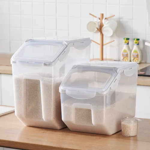 Miniatura 3 de HANAMYA Contenedor de almacenamiento de arroz de 10 litros / 20 libras con taza medidora, sin BPA, para arroz Grano Alimento para mascotas