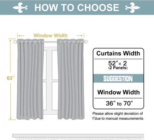 Miniatura 7 de ChrisDowa - Cortinas 100% opacas, para dormitorio, con forro negro, 2 capas gruesas, aislamiento térmico y ojales, 63 pulgadas de largo, juego de 2