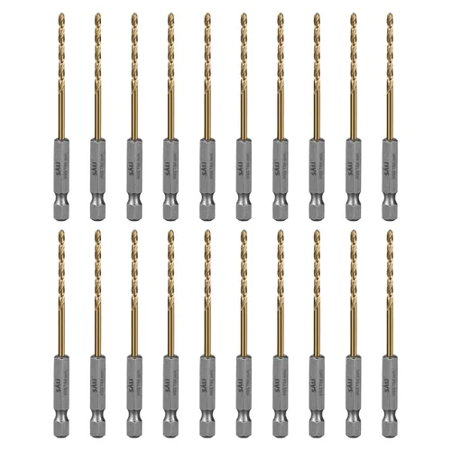Miniatura 15 de Juego de brocas de cobalto SALI, paquete de 20 piezas de 5/64 pulgadas de acero de alta velocidad con vástago hexagonal brocas Jobber, para madera