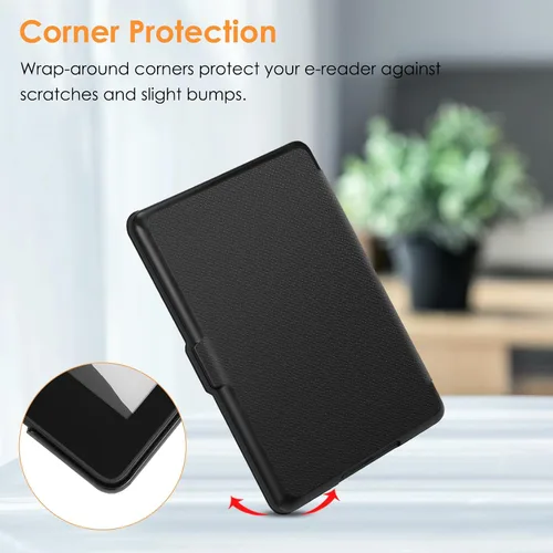Miniatura 7 de Fintie Slimshell - Funda para Kindle de 6 pulgadas (11ª generación, versión 2024/2022), funda ligera de piel sintética con apagado y encendido Negro