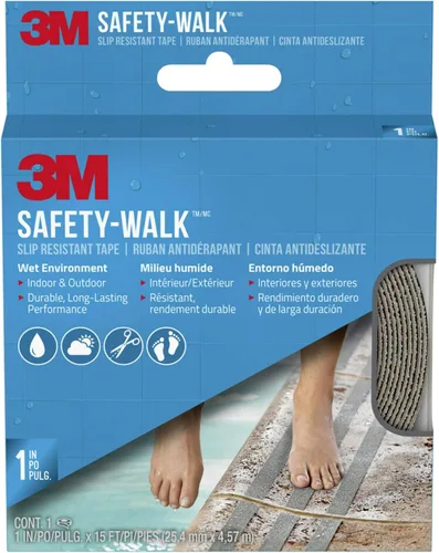 Miniatura 9 de 3M Cinta antideslizante Safety-Walk, 2 pulgadas x 15 pies, cinta gris antideslizante, ideal para condiciones resbaladizas y húmedas, parte trasera