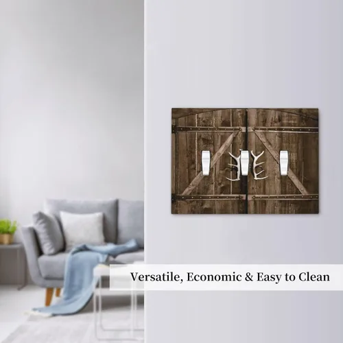 Miniatura 860 de Placa Decorativa de Pared de Granja Rústica con Cuerno de Madera para Puerta de Granero 1 Banda Duplex Cubiertas de Toma Eléctrica Soltera