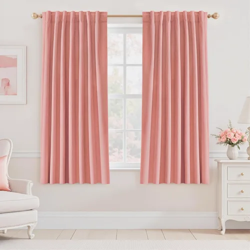 Miniatura 76 de UHITECH - Cortinas opacas beige para sala de estar, cortinas cortas de 35 pulgadas para habitación, cortinas negras para ventanas pequeñas, paneles