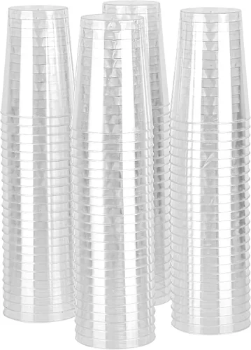 Miniatura 7 de PARTY BARGAINS Vasos de plástico duro transparente de 12 onzas, paquete de 100 vasos desechables rígidos de alta resistencia, vasos resistentes a