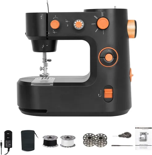 Máquinas de coser pequeñas, máquina de coser portátil para principiantes con 12 puntadas integradas y costura inversa, máquina de reparación