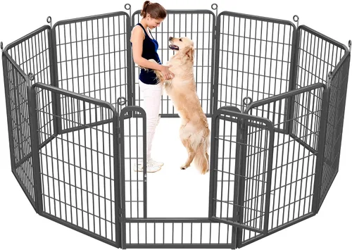 Miniatura 18 de Corralito para perros, 32 pulgadas, 10 paneles cerca para perros de exterior, corral para perros de interior antióxido, corral para mascotas