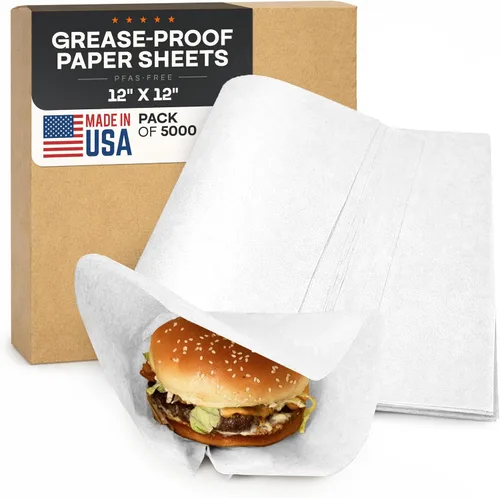 Miniatura 18 de IDL Packaging Hojas de papel a prueba de grasa de 12 x 12 pulgadas sin PFAS, paquete de 1000, papel kraft natural, forros para bandejas de alimentos