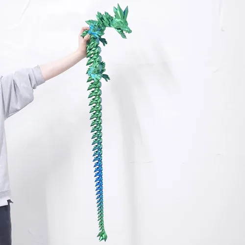 Miniatura 6 de Juguetes para ansiedad de dragón de cristal con estampado 3D súper grande de 48.82 pulgadas, figuras de animales extra largas y grandes, decoración
