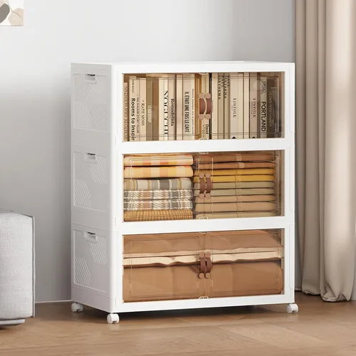 Miniatura 17 de SAILUN 321QT/80Gal Contenedores de almacenamiento apilables con tapa, contenedores de almacenamiento plegables con puertas, armario plegable
