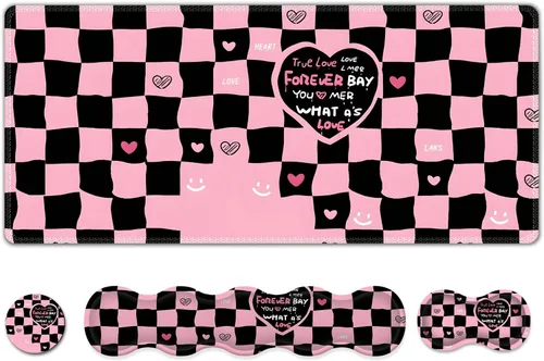 Miniatura 18 de Alfombrilla de mouse para juegos con soporte para muñeca de teclado, 4 en 1, alfombrilla de mouse con reposabrazos para teclado, alfombrilla