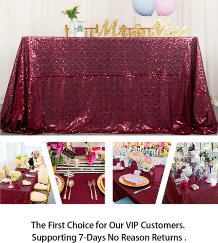 Miniatura 5 de ShinyBeauty - Mantel rectangular de lentejuelas (60” x 102”), diseño de bodas y fiestas de Navidad