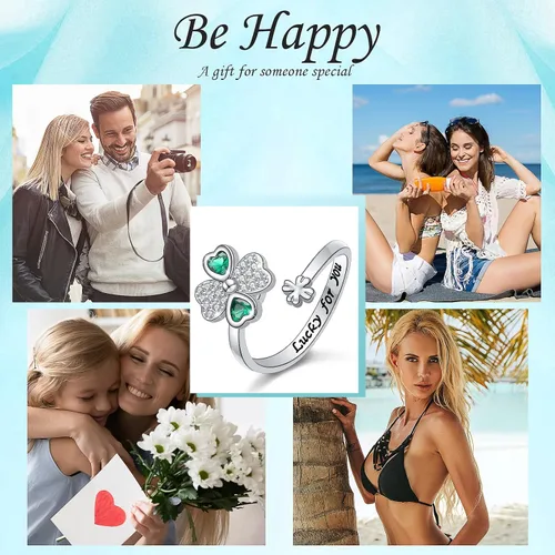 Miniatura 7 de Anillos de ansiedad para mujer, plata de ley S925, ópalo de piedra lunar, turquesa, sol, estrella y luna, anillo giratorio ajustable, abierto