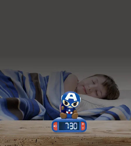 Miniatura 4 de LEXiBOOK, Vengadores de Marvel, Reloj despertador con luz nocturna de Los Vengadores, Sonidos y melodías, Pantalla LCD retroiluminada, Luminoso