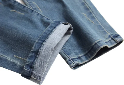 Miniatura 9 de QIMYUM Jeans ajustados para hombre, jeans ajustados rasgados para hombre, jeans de motociclista, elásticos, pantalones de mezclilla de Moto Cargo