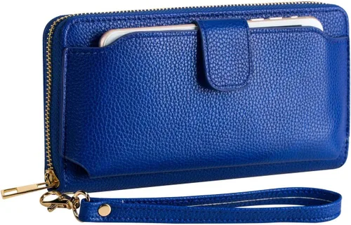 Cartera de pulsera para mujer con soporte para teléfono celular con cremallera alrededor del bolso