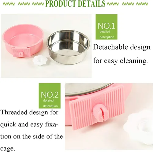 Miniatura 4 de kathson Jaula para perro, extraíble de acero inoxidable para colgar, jaula para mascotas, alimentador de alimentos y agua, taza para cachorros