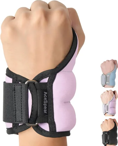 Miniatura 7 de AceSpear - Pesas de muñeca con cierre de bucle para pulgar para hombres y mujeres, 1 libra * 2, 2 libras * 2, 3 libras * 2, pesas de tobillo, Púrpura