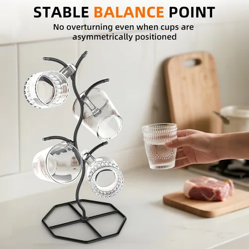 Miniatura 5 de Beesini 2 paquetes de soportes para tazas de café en forma de árbol, soporte de metal para tazas, estante decorativo para tazas, árbol de tazas