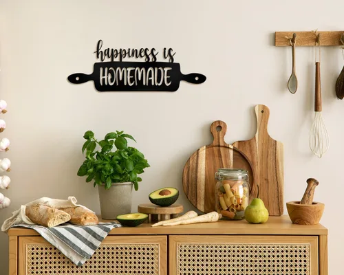 Miniatura 4 de COLOR VALLEY ART Letrero de metal para decoración de pared de cocina de granja, estilo "Happiness Is Homemade", acento rústico de pared de cocina