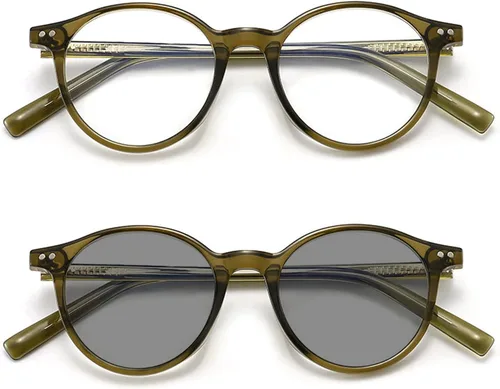 Miniatura 11 de TR90 Transición Fotocromática ronda lente completa gafas de lectura para hombres mujeres gafas de sol presbípicas transparentes lectores