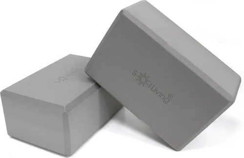 Miniatura 9 de Sol Living Bloques de yoga, paquete de 2 cojines de yoga de espuma EVA de alta densidad, para estirar, pilates, meditación, equipo de ejercicio, Azul