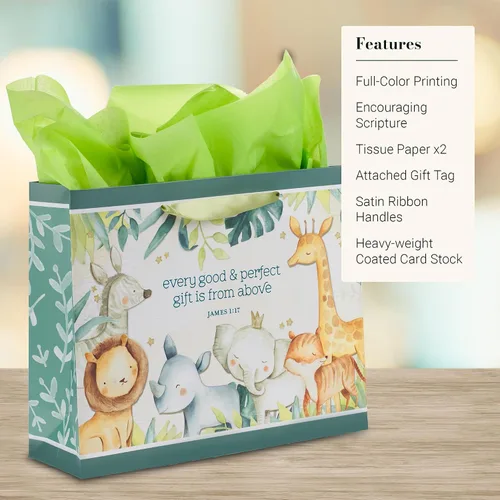 Miniatura 4 de Christian Art Gifts Bolsa de regalo grande de las Escrituras de Paisaje con tarjeta de felicitación y juego de papel de seda para niños: cada