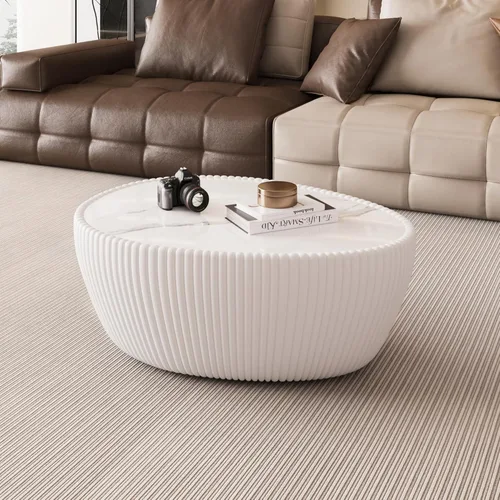 Miniatura 23 de Mesa de centro moderna, mesa de té central circular de 15.75 pulgadas, mesa de cóctel, mesas de centro redondas cilíndricas para sala de estar